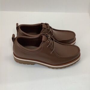 Coach Men's Banks Dark Saddle Brown Leather Boots size 10 NEW